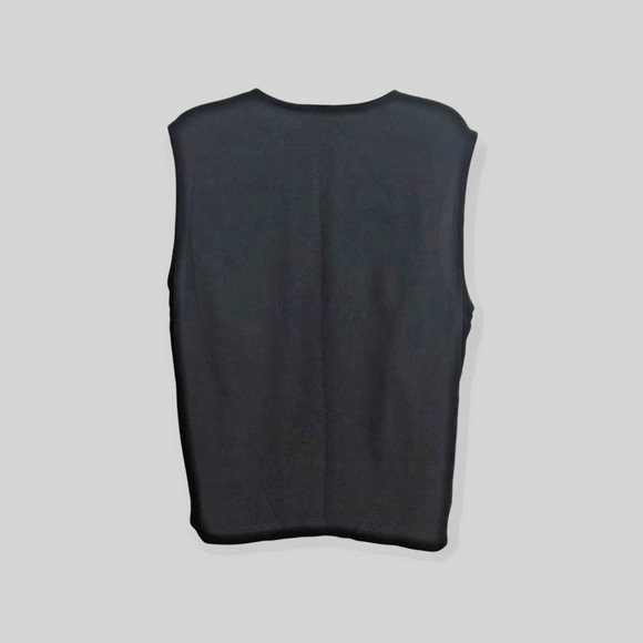 Carole Little Red Pink Blue & Black 100% Rayon Color Block Button Up Vest Sz 12 - Picture 2 of 7